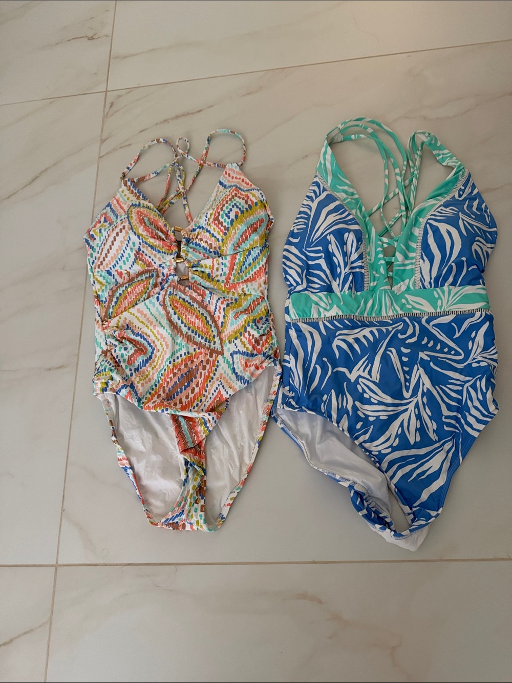 Women’s La Blanca One-Piece Swimsuit - Multicolor & Blue Tropical Prints size10